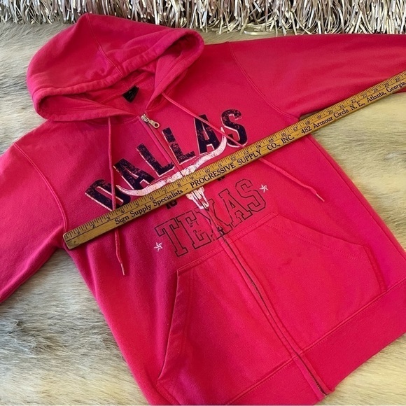 DALLAS TEXAS Hot Pink Zip Up Kangaroo Pocket Long sleeve Hoodie Sweatshirt S - Picture 7 of 10